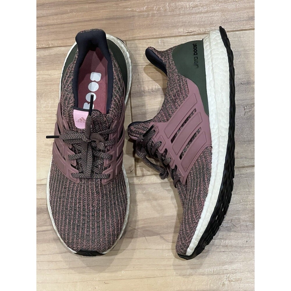 Adidas Women's Ultra Boost 4.0 Pink Olive Size Sz 9 Maroon Green Running BB6495